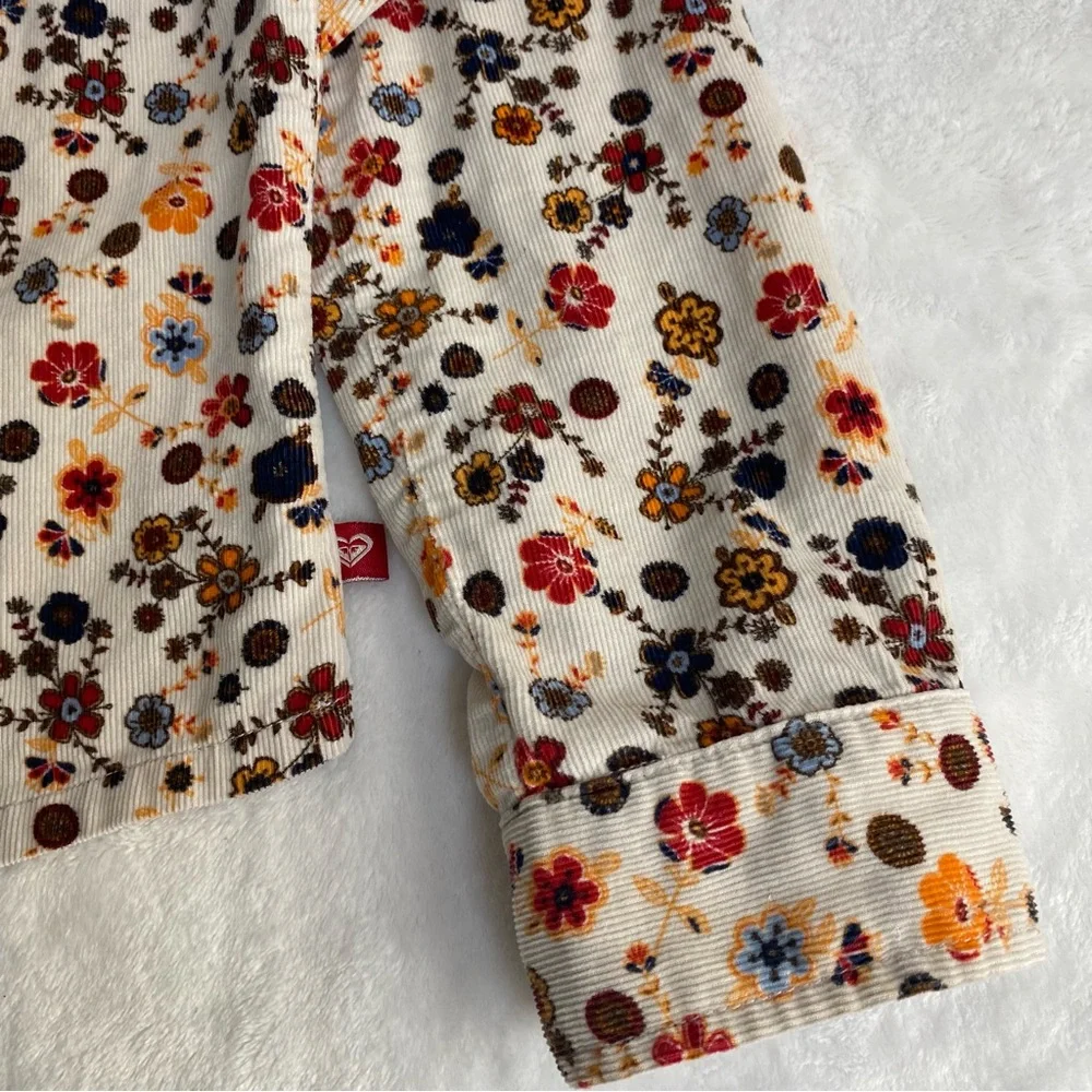 Roxy Girl Multicolor Floral Corduroy Top Size M